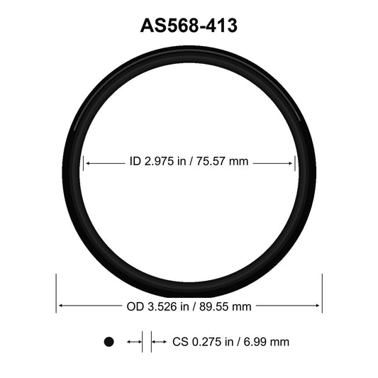 AS568-413 O-Ring – 2.975 in ID × 0.275 in CS – dimensional diagram showing ID, OD and cross-section