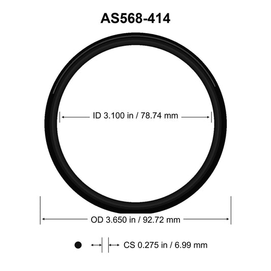 AS568-414 O-Ring – 3.100 in ID × 0.275 in CS – dimensional diagram showing ID, OD and cross-section