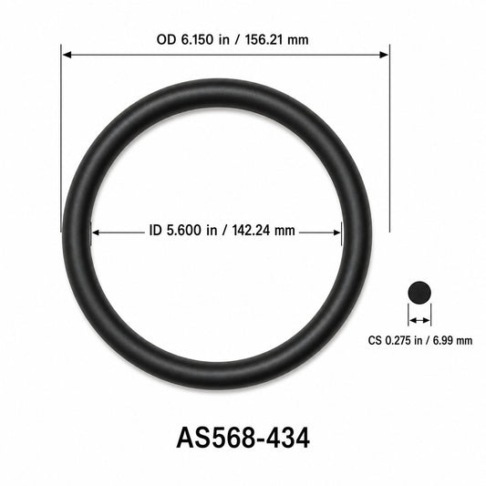 AS568-434 O-Ring – 5.600 in ID × 0.275 in CS – dimensional diagram showing ID, OD and cross-section