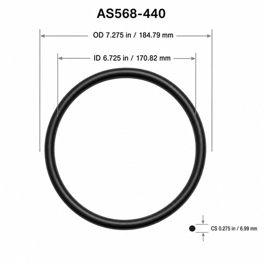 AS568-440 O-Ring – 6.725 in ID × 0.275 in CS – dimensional diagram showing ID, OD and cross-section