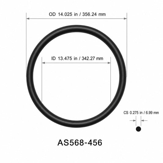 AS568-456 O-Ring – 13.475 in ID × 0.275 in CS – dimensional diagram showing ID, OD and cross-section