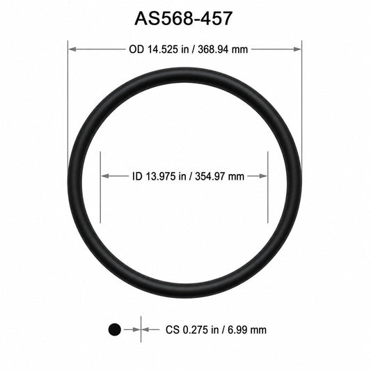 AS568-457 O-Ring – 13.975 in ID × 0.275 in CS – dimensional diagram showing ID, OD and cross-section