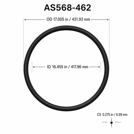 AS568-462 O-Ring – 16.455 in ID × 0.275 in CS – dimensional diagram showing ID, OD and cross-section