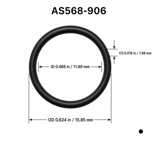 AS568-906 O-Ring Boss Seal – 0.468 in ID × 0.078 in CS – dimensional diagram showing ID, OD and cross-section