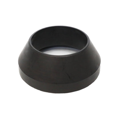 Black tapered bridge plug rubber element on a white background