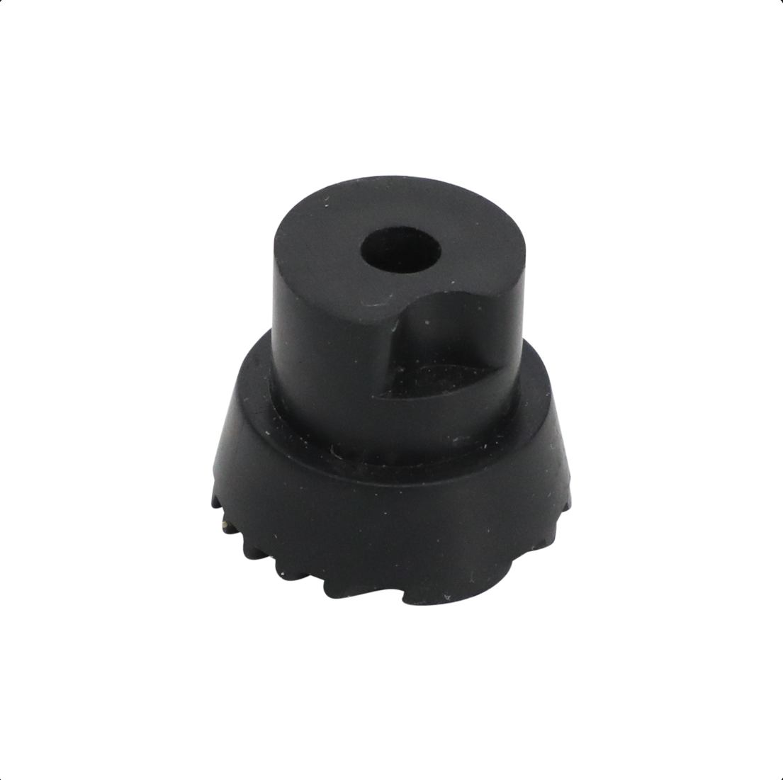 Molded rubber foot with central mounting hole