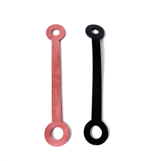 Molded rubber pull-back straps with looped mounting ends