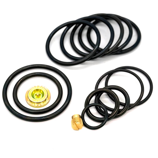 DWS 3-5/8 inch compact setting-tool redress kit sealing rings and brass-colored component on a white background