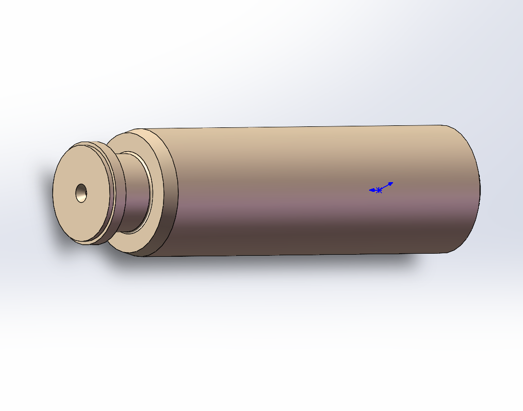 CAD model of a frac pump plunger with a stepped cylindrical end
