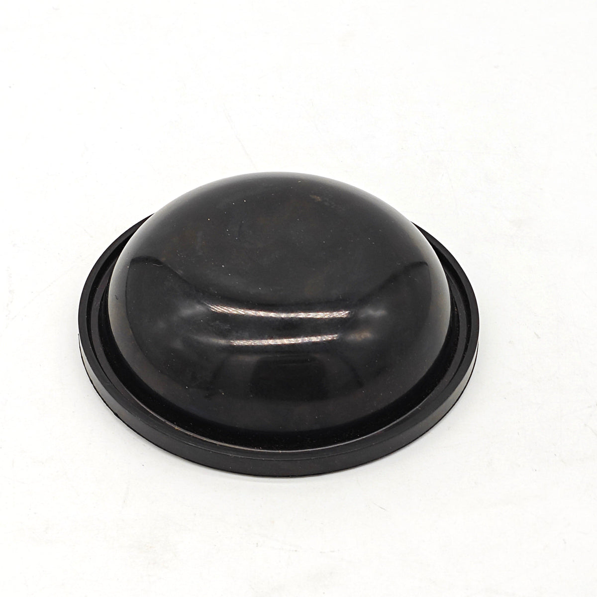 Black 550190 pump membrane shown from the side with its domed cup profile and outer sealing rim