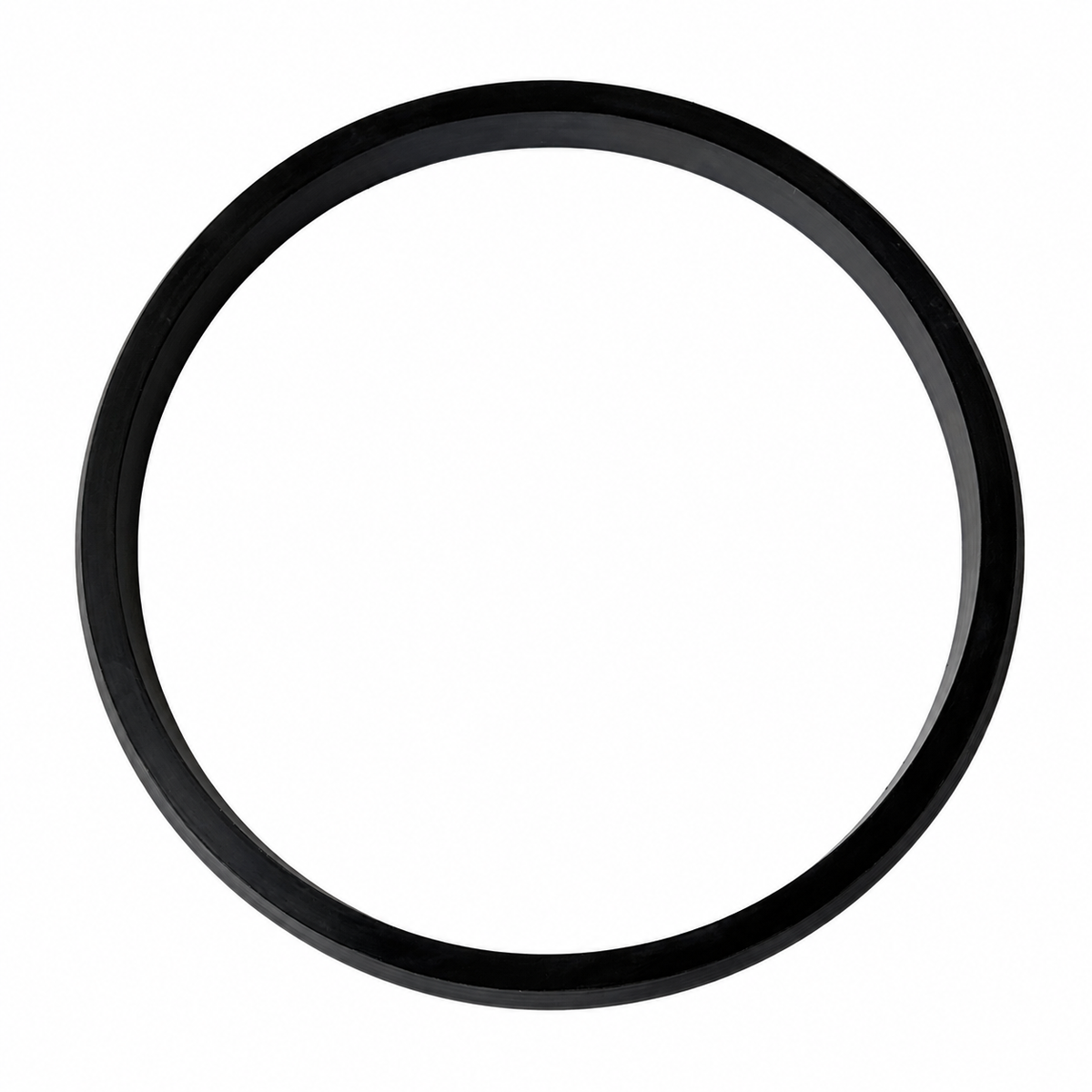 Black custom molded circular rubber seal ring with a broad flat profile