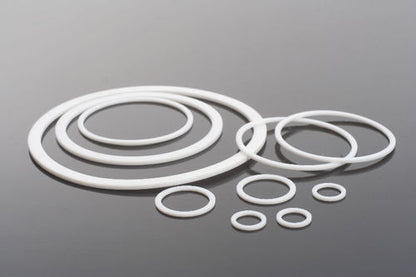 White uncut backup rings in assorted diameters