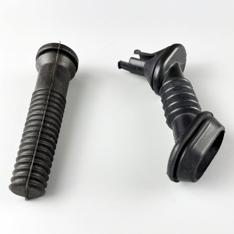 Two black corrugated molded sleeves with different end profiles