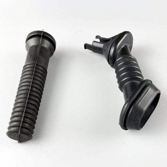Two black corrugated molded sleeves with different end profiles