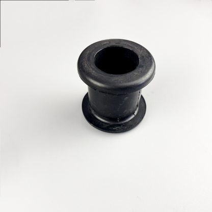 Double-flanged molded rubber sleeve bushing with central bore