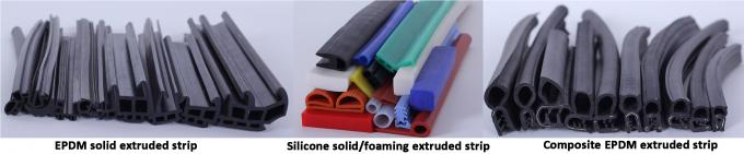 Assortment of custom extruded rubber profile cross-sections