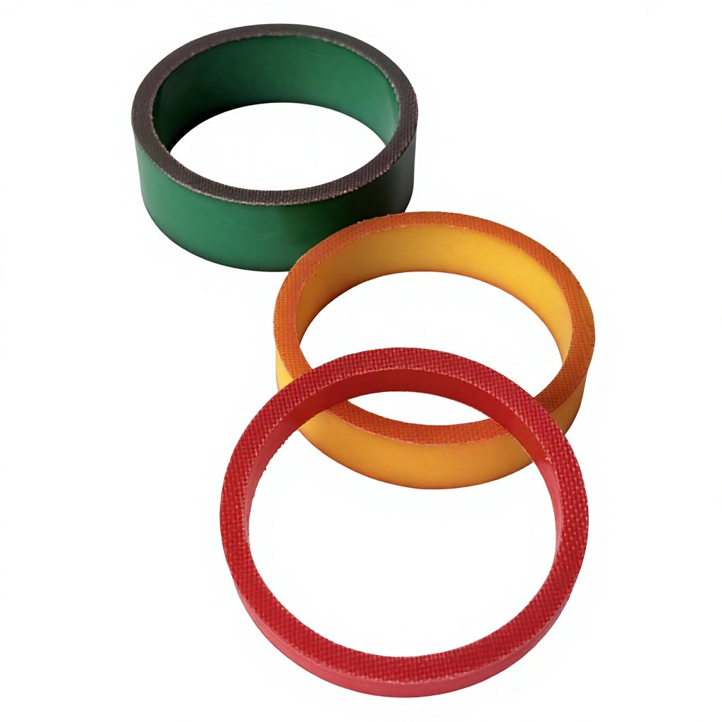 Three colored custom hammer union and flowline seal rings with reinforced outer edges