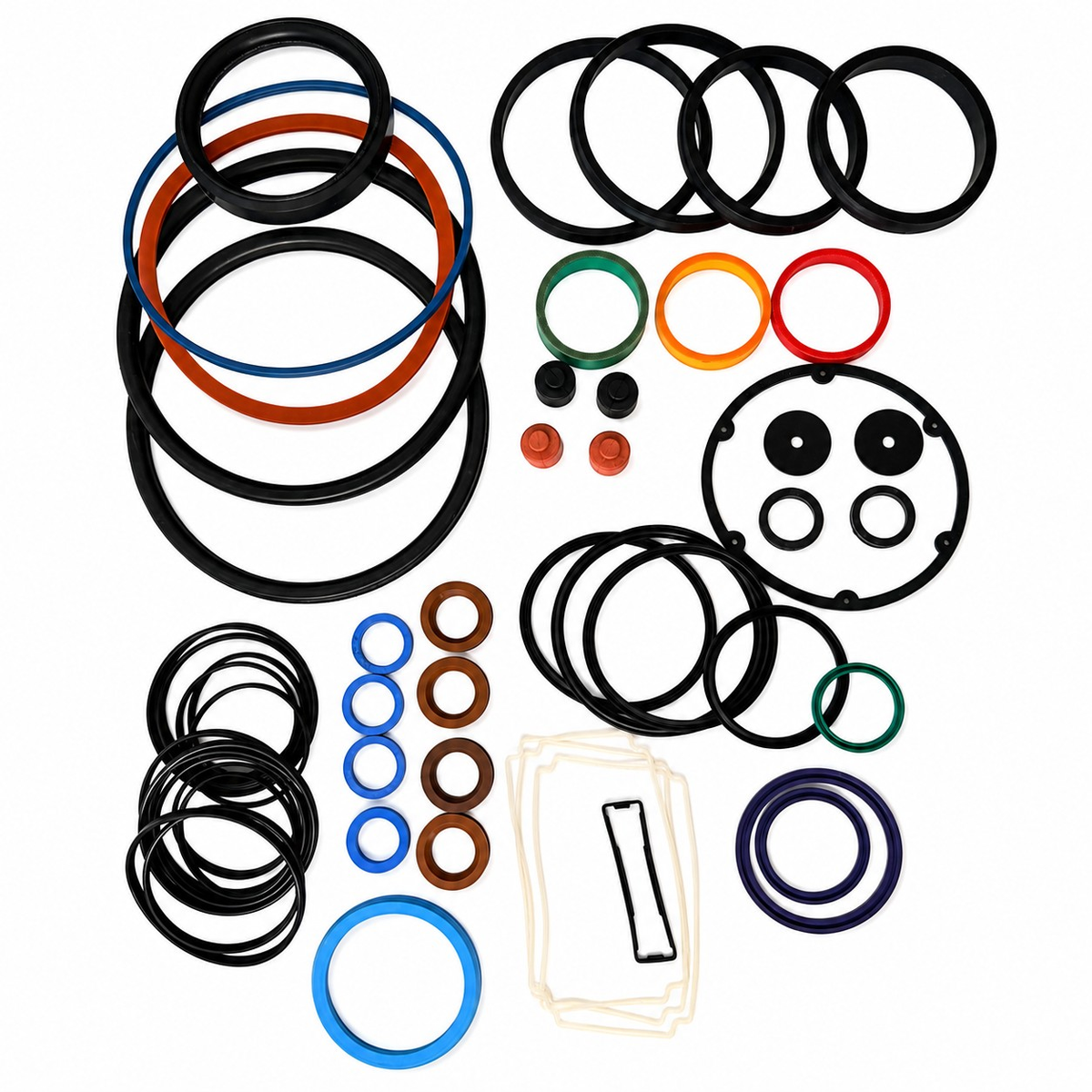 Custom hydraulic cylinder seal kit component assortment