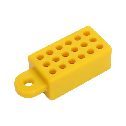 Yellow custom molded rubber part with multiple round openings and an integrated mounting tab