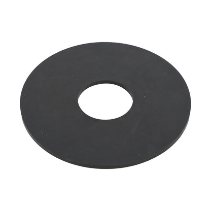 Large flat black molded rubber washer ring with a central opening