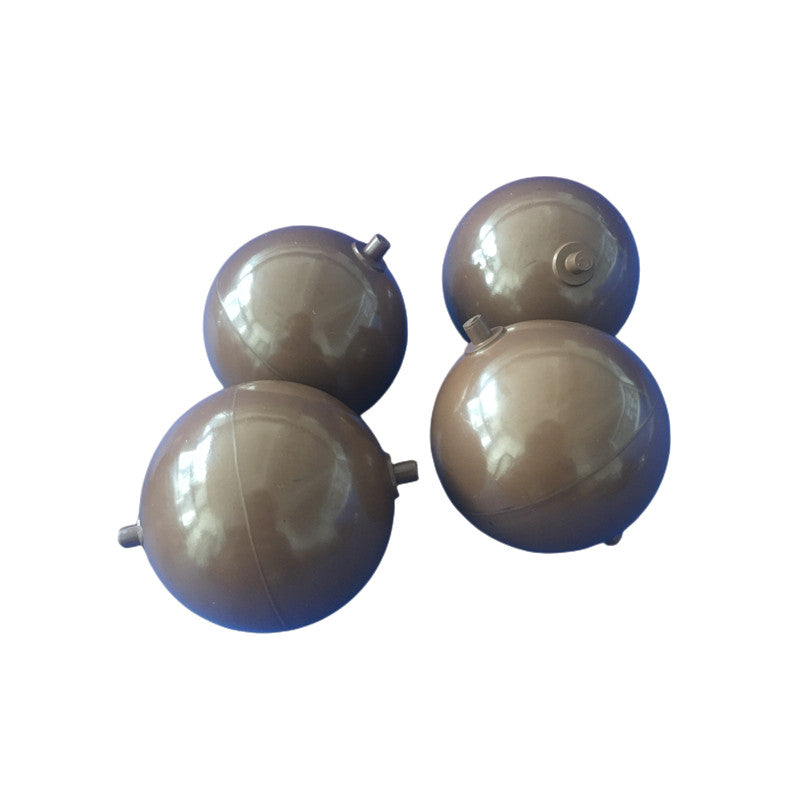 Four custom molded rubber balls with small molded stems