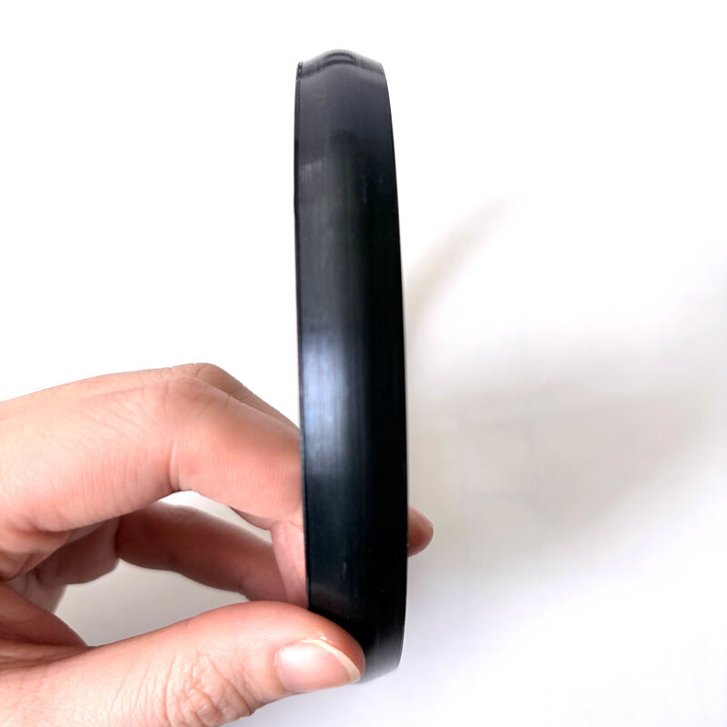 Side profile of a black custom molded rubber ring seal