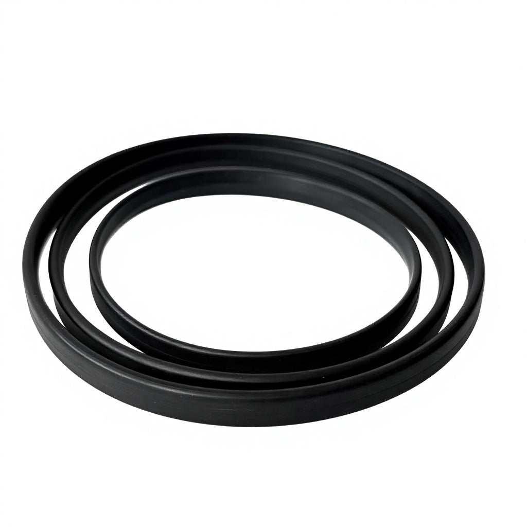 Three black custom molded circular seal rings showing different cross-section profiles