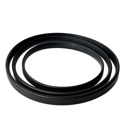 Three black custom molded circular seal rings showing different cross-section profiles