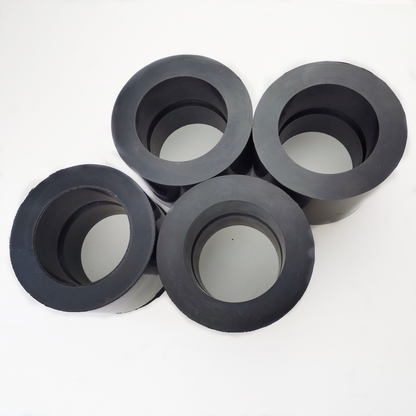 Molded rubber packer element set with stepped inner bores