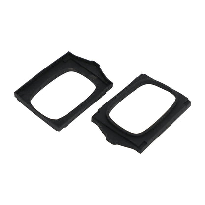 Two black custom molded rectangular rubber frame gaskets with raised sealing profiles