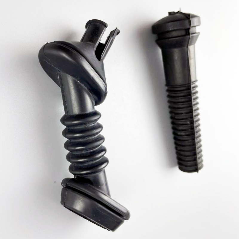 Black corrugated molded rubber grommet or protective sleeve - family detail