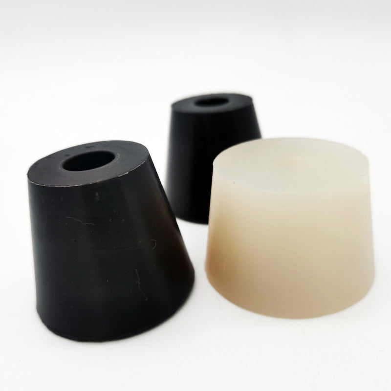 Black and cream molded rubber leg caps and bumper tips