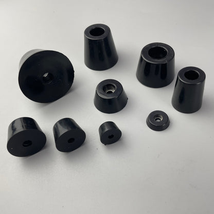 Custom molded rubber stoppers, bungs and plugs in varied profiles
