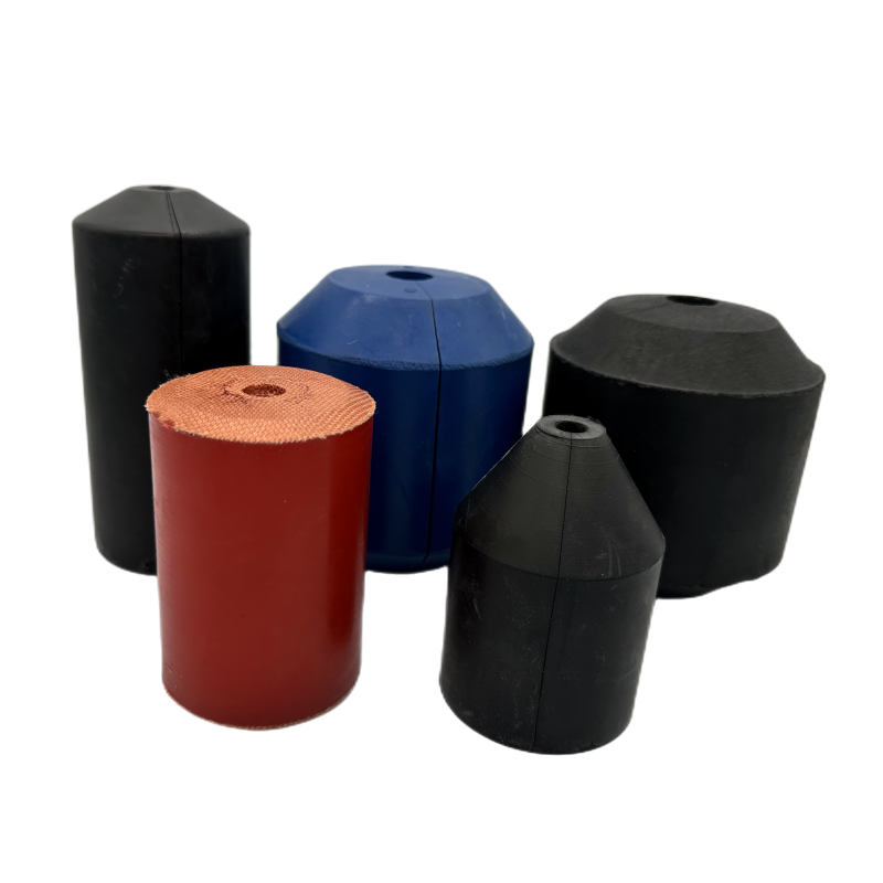 Assorted molded oil-saver rubber elements with central openings and varied profiles