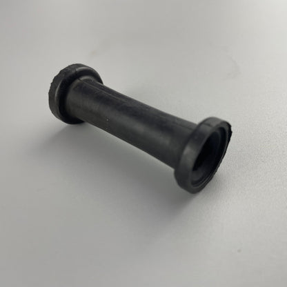Double-flanged molded rubber sleeve bushing shown from the side
