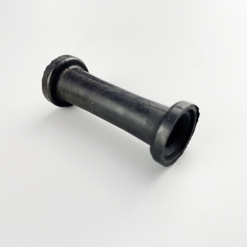 Long hollow molded rubber sleeve with flanged end profiles