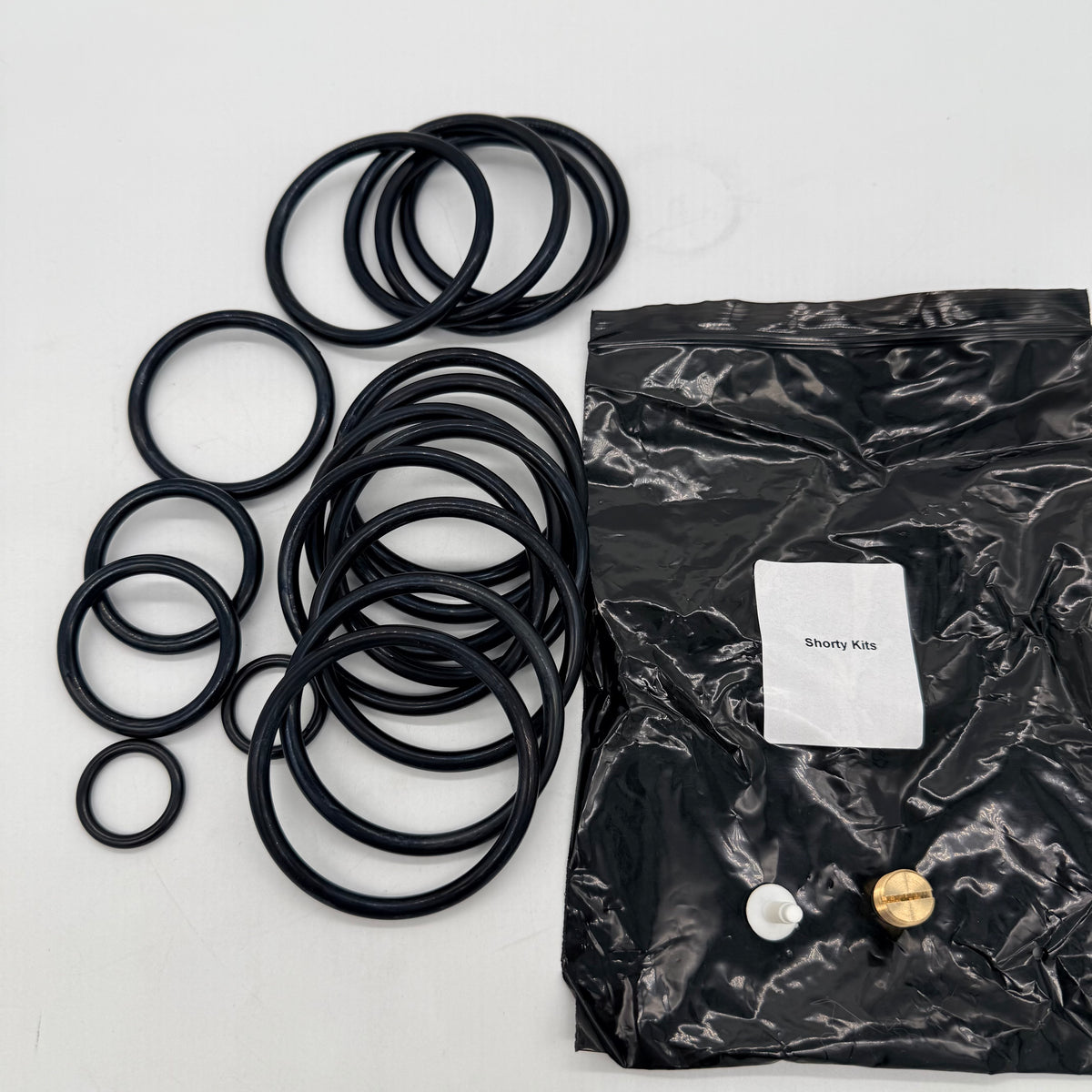 Shorty kit rubber components including O-rings and molded plugs