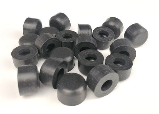 Black cylindrical rubber door-stop replacement tips with center mounting holes