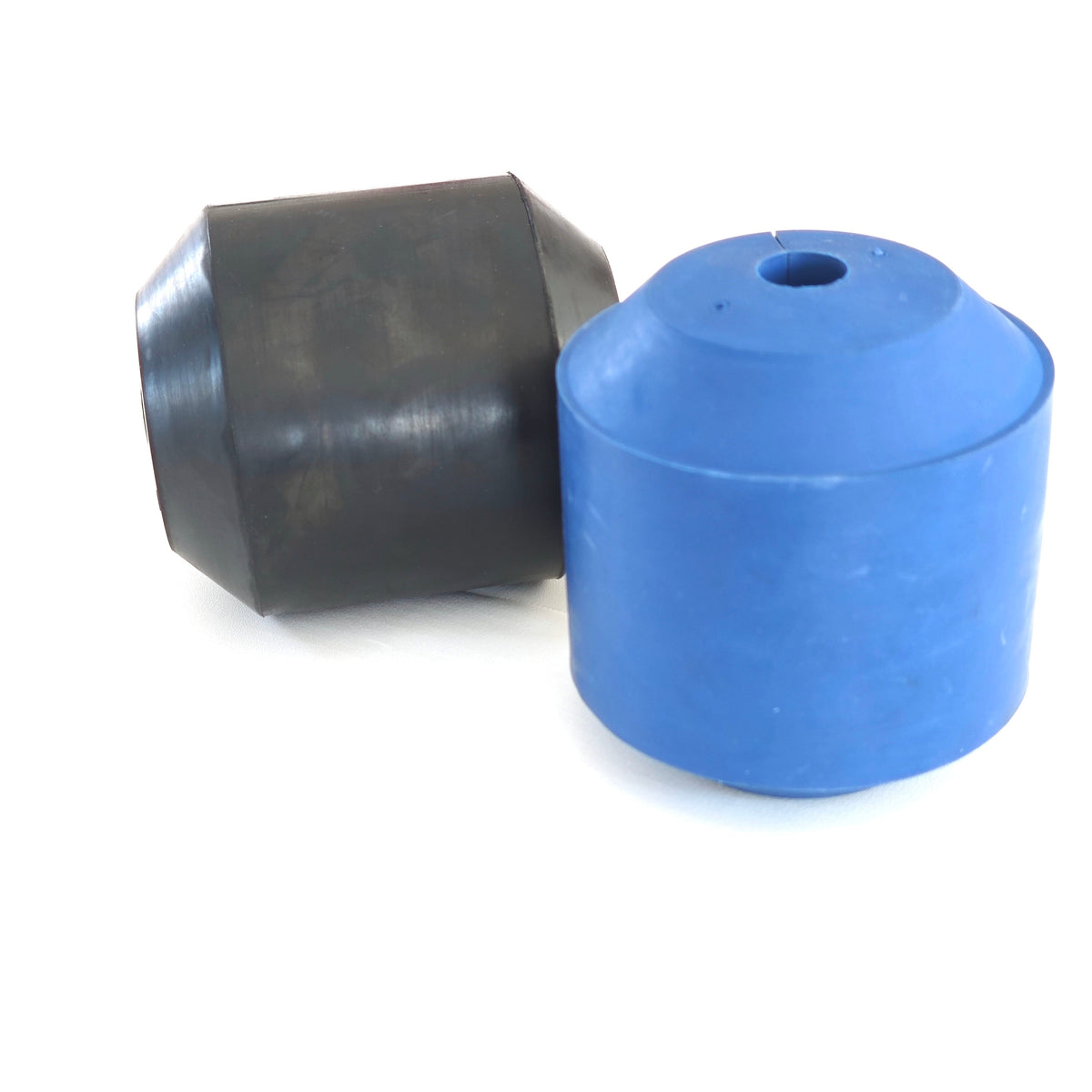 Black and blue molded oil-saver rubber elements with central openings